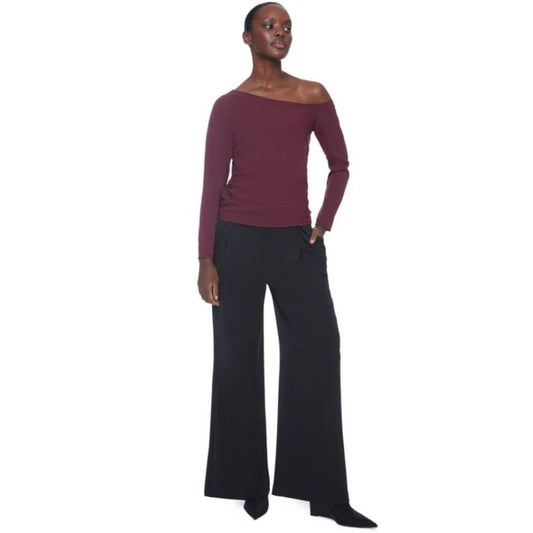 Drop Shoulder Vegan Silk Top | 628011 | Merlot