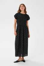 Amelie Smocked Maxi Dress | Black White Dot