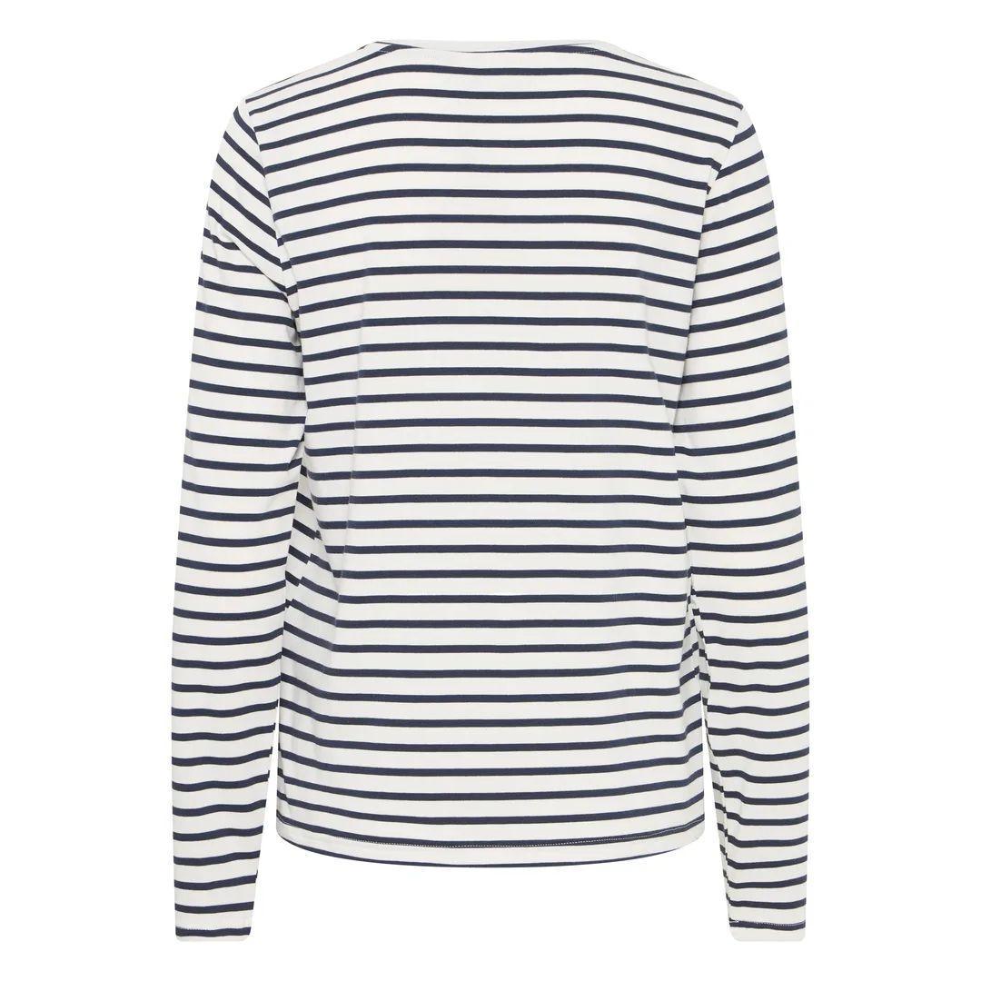 FRANSA Clea Long Sleeve Tee | 20618125 | Navy Stripe