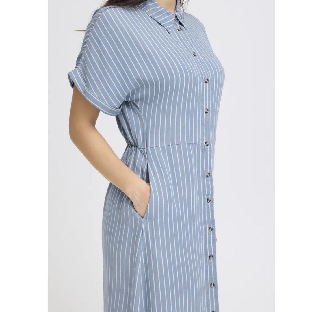 Kosmo Button Dress - 20818780 - Light Blue