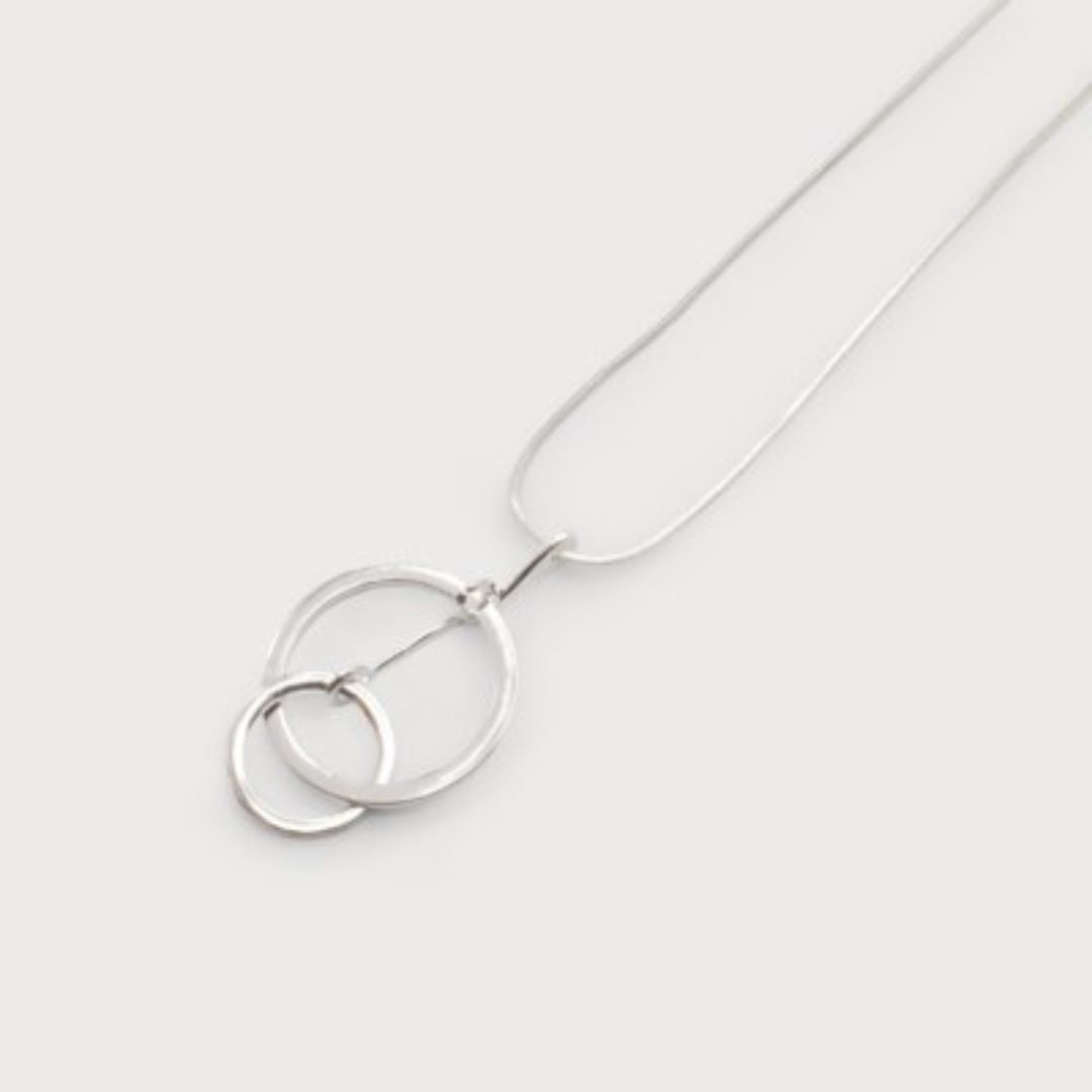 Double Metal Ring Pendant Necklace - 1653