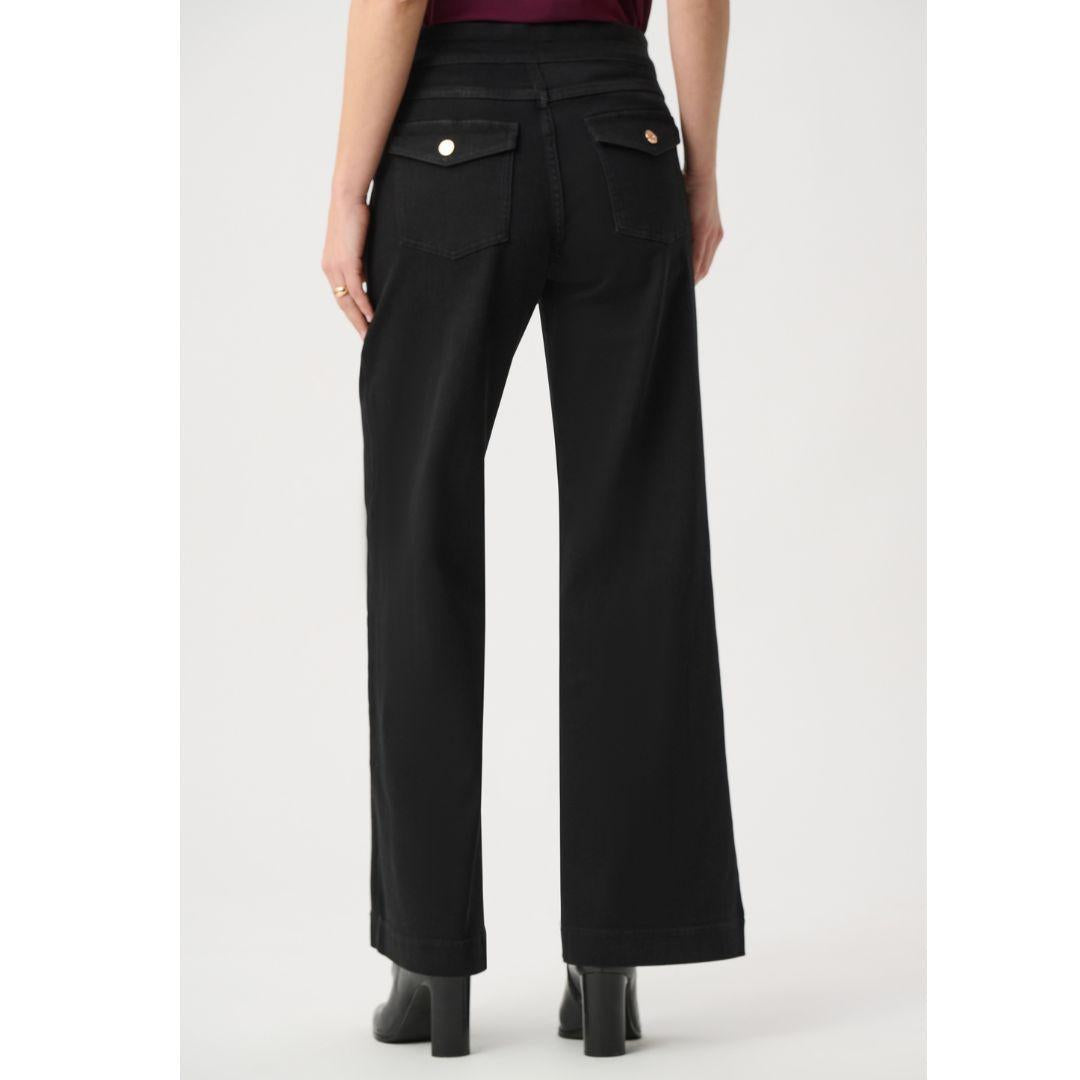 JOSEPH RIBKOFF Sailor Button Wide-Leg Jeans | 254919W26 | Black