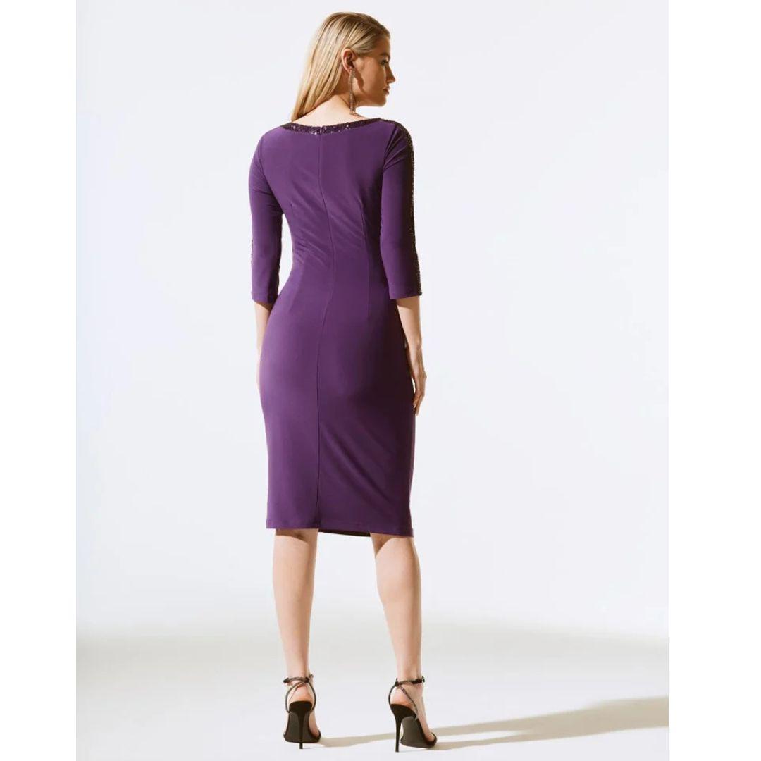 Silky Knit And Sequins Sheath Dress - 243702 - Blackcurrant