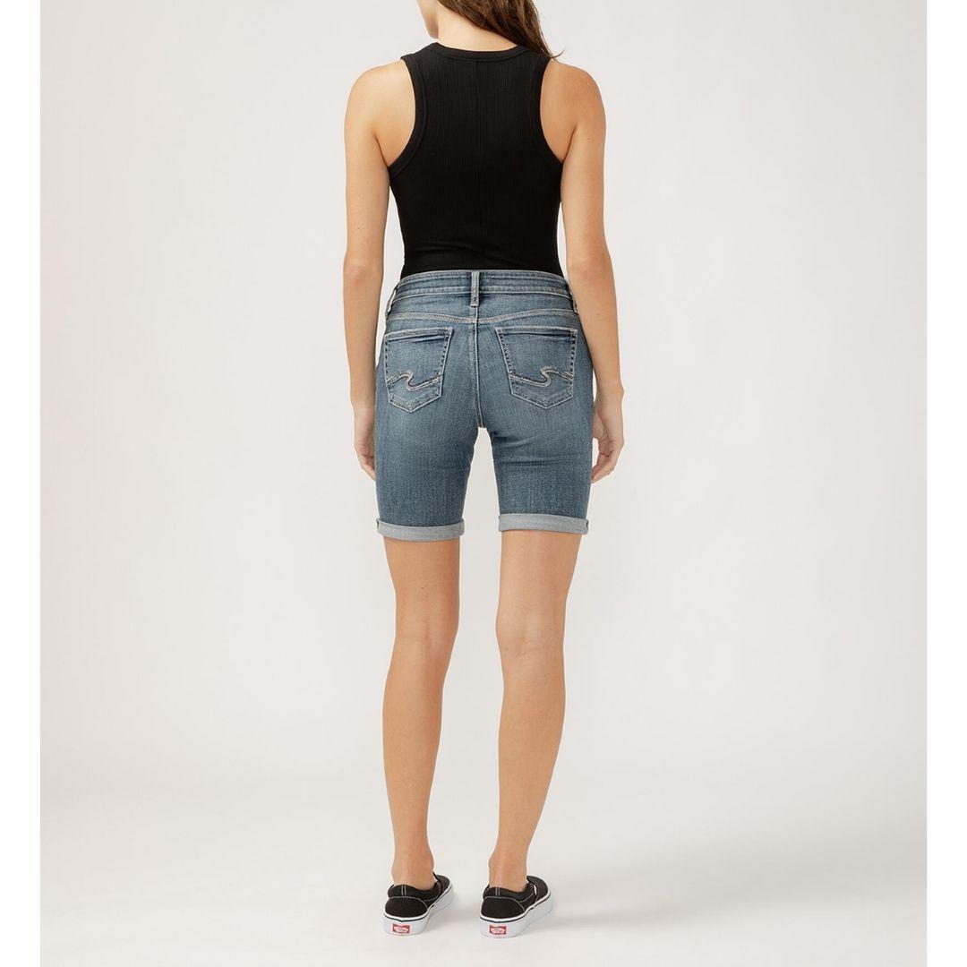 Elyse Bermuda Mid Rise Luxe Stretch Shorts | Indigo