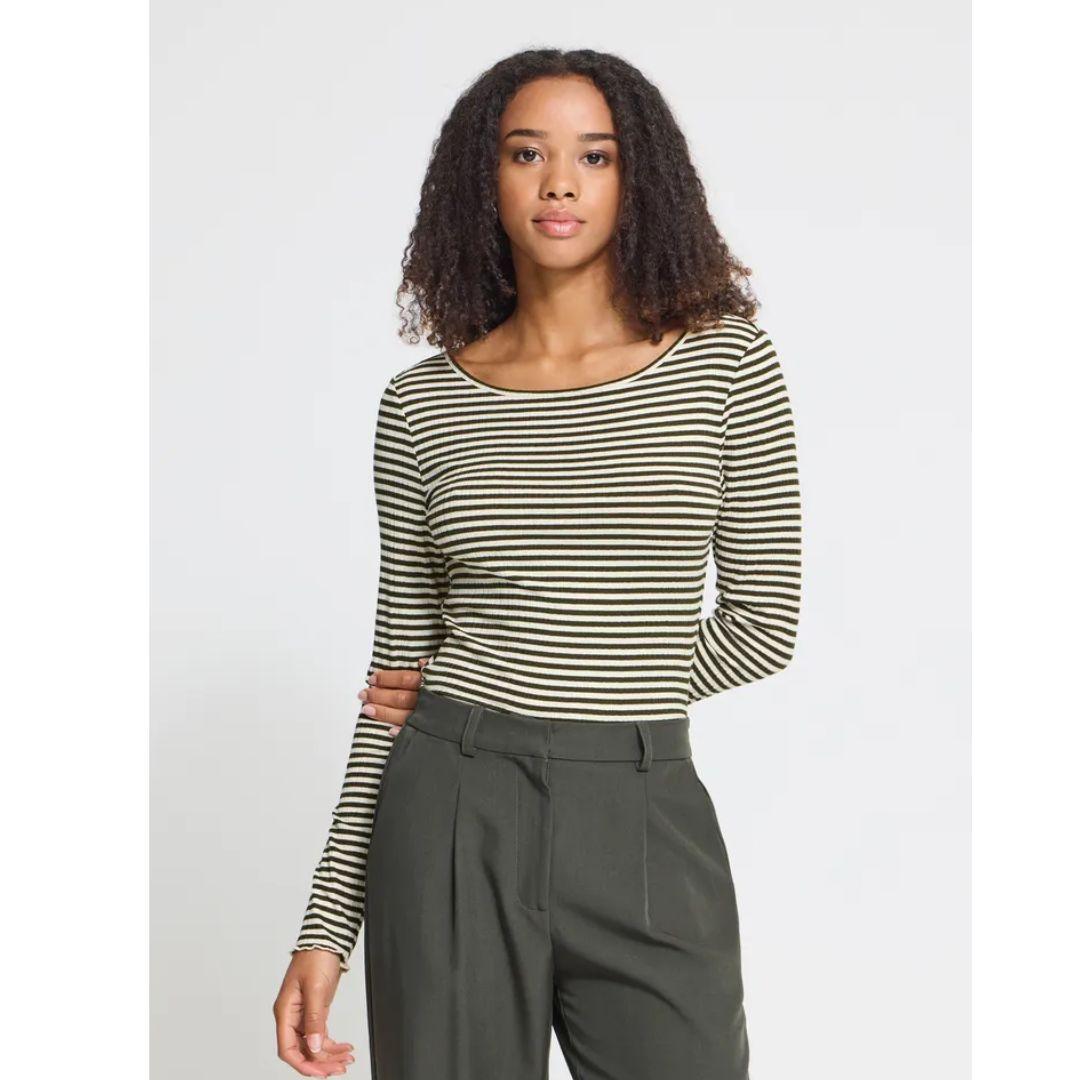 ICHI Cella Long Sleeve Stripe Top | 20122819