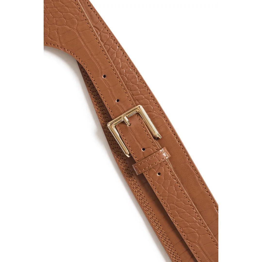 Yoe Textured Faux Leather Belt | Cognac