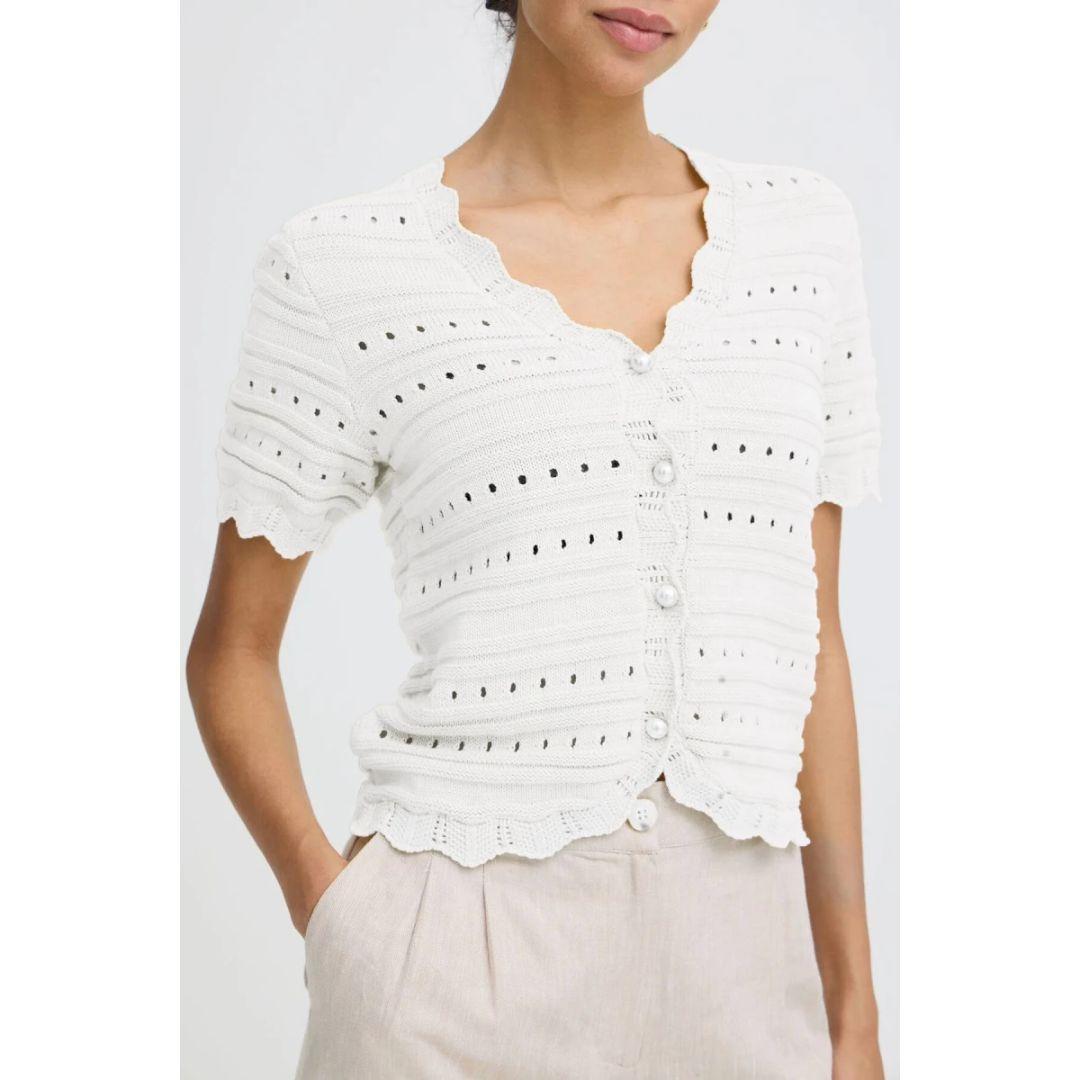 Naski Short Sleeve Cardigan Sweater | Marshmallow