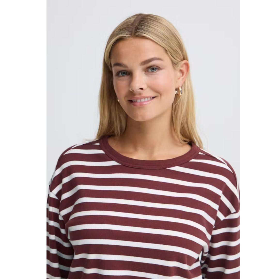Bree Long Sleeve Stripe Top | Rum Raisin