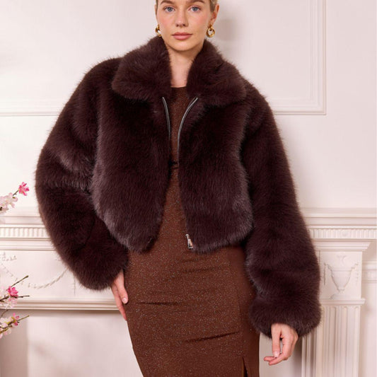 Goldleaf Faux Fur Jacket | M041941 | Brown