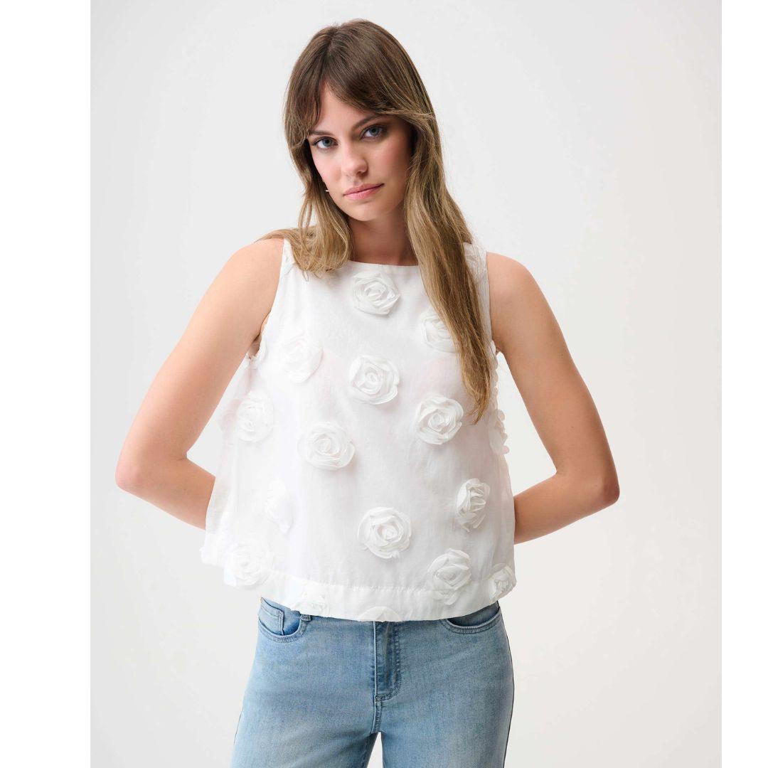 3D Floral Boatneck Top