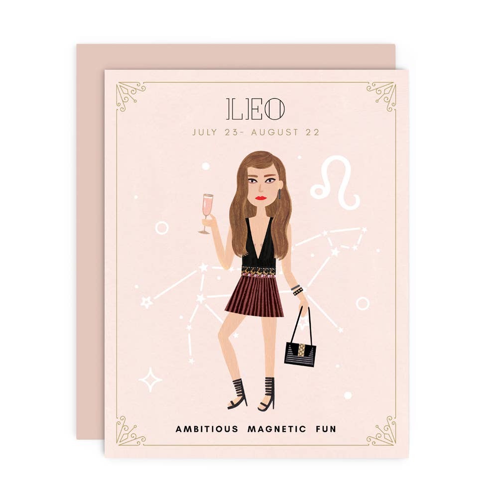 Leo Zodiac Babe Greeting Card