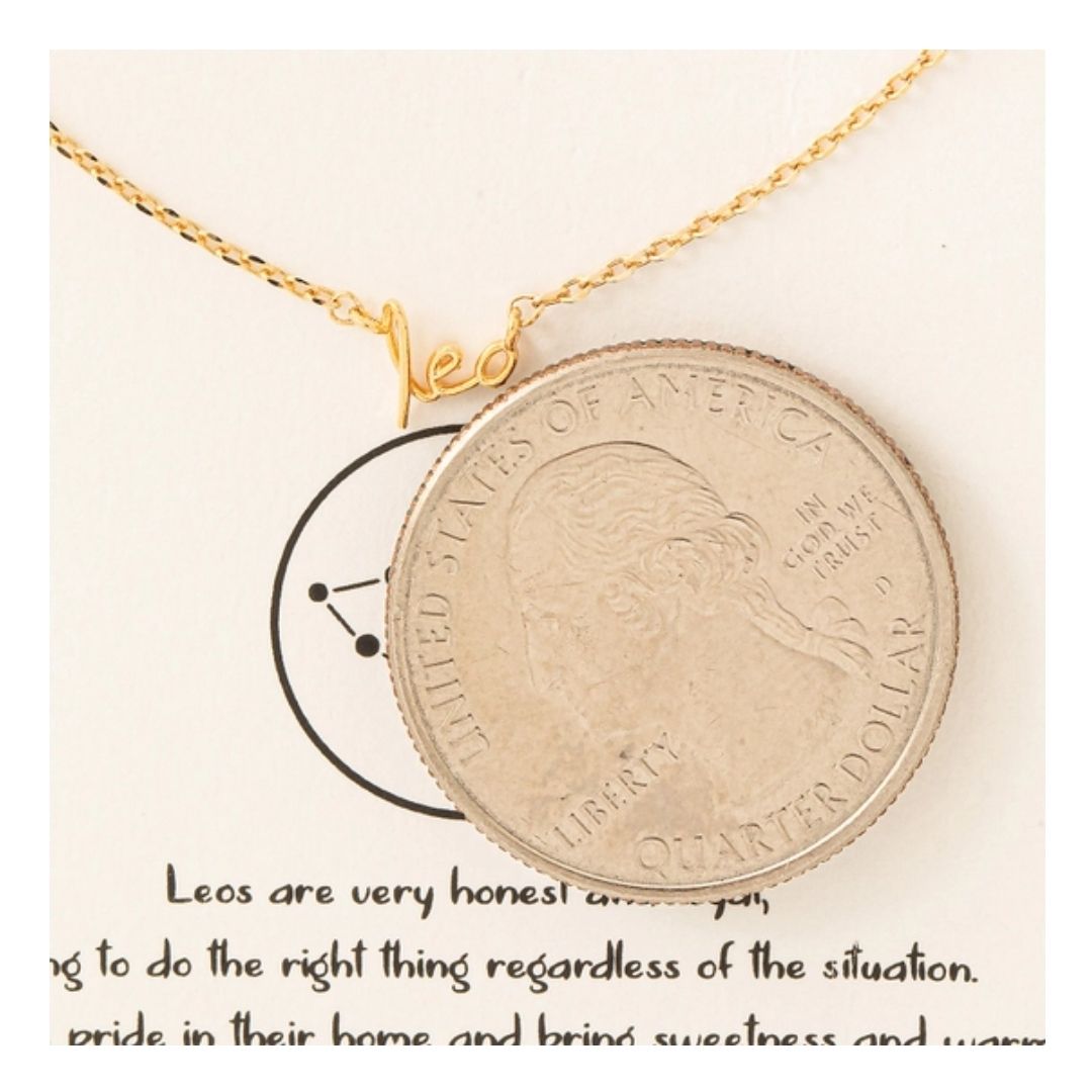 Handwritten Leo Constellation Pendant Necklace - Gold