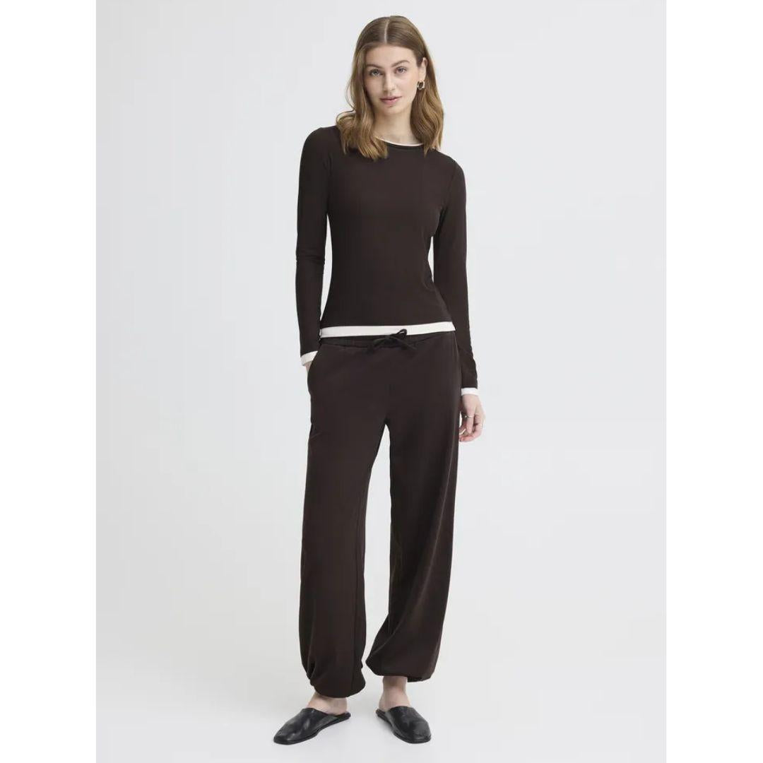 ICHI Astra Long Sleeve Contrast Trim Top | 20127255 | Torte