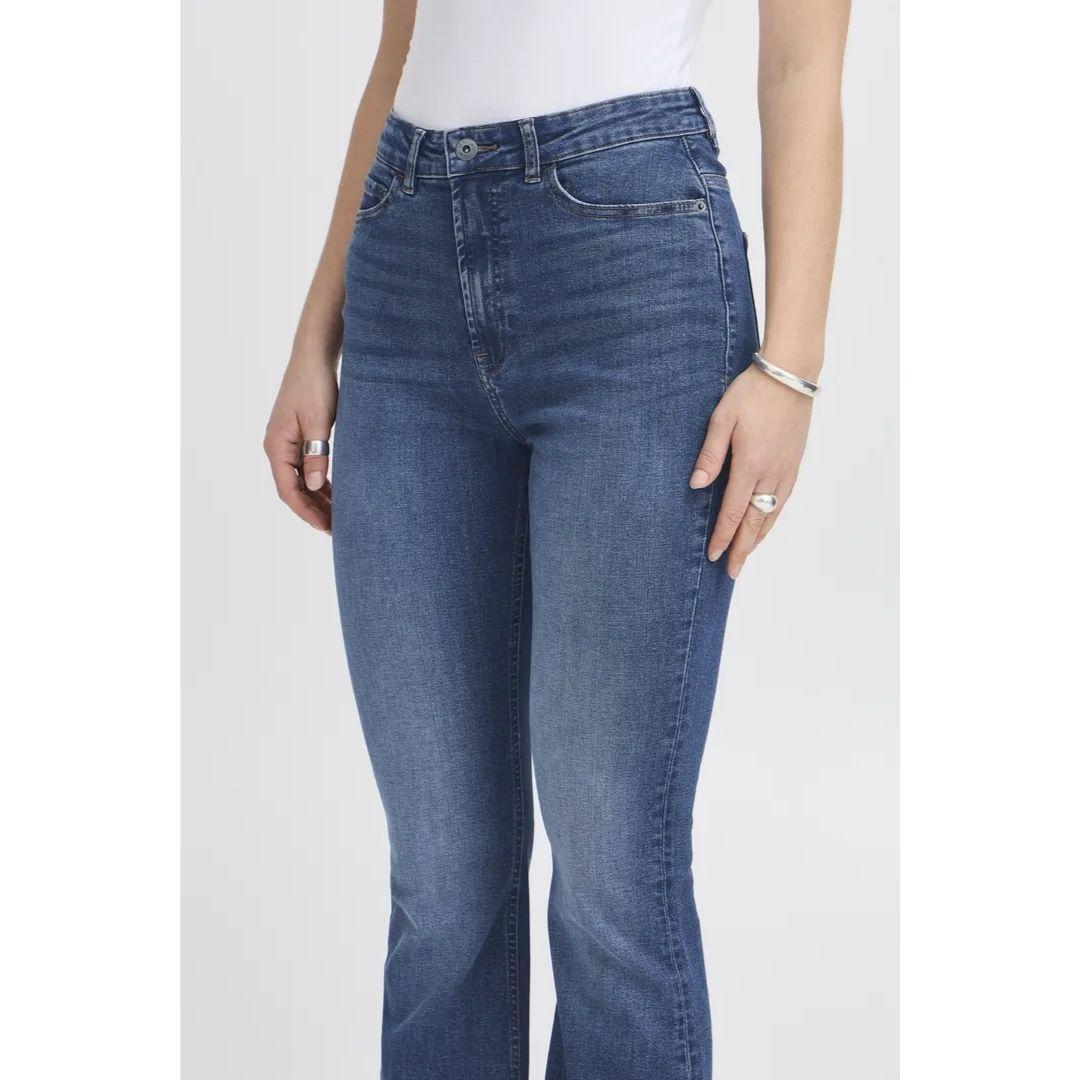 Wiggy Flared High Waist Jeans - 20122437 - Med Blue