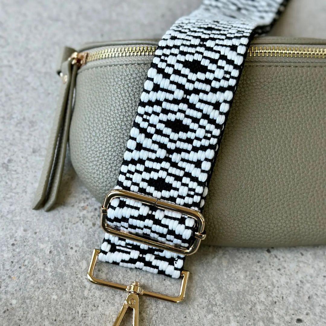 Crossbody Bag Strap - Black & White