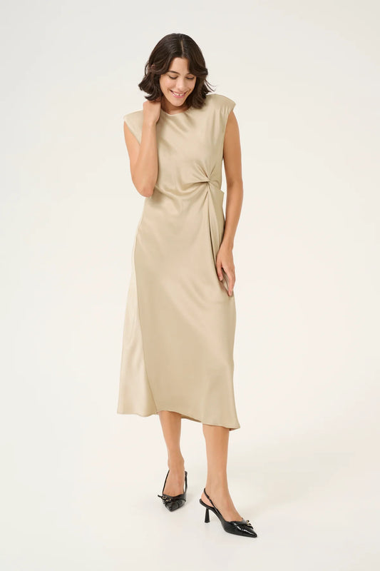 Pristina Satin Twist Dress - Feather