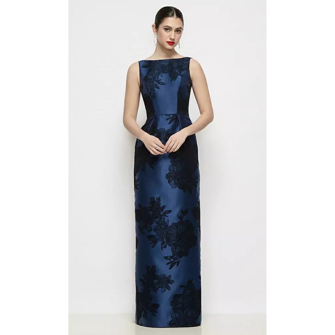 Alfred Sung Lisette Flocked Satin Gown | D903FFT