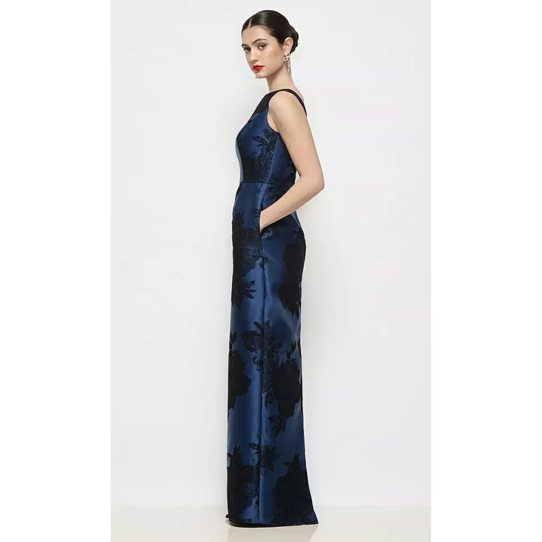 Alfred Sung Lisette Flocked Satin Gown | D903FFT
