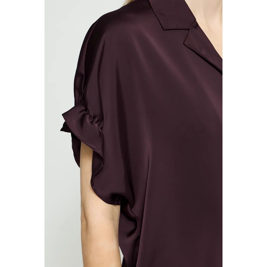 ICHI Letta Satin Blouse | 20127011 | Fudge