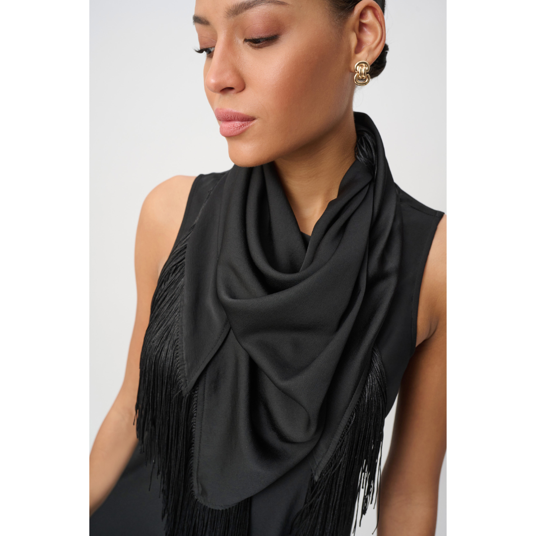 JOSEPH RIBKOFF Fringed Satin Top | 264147