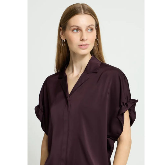 ICHI Letta Satin Blouse | 20127011 | Fudge