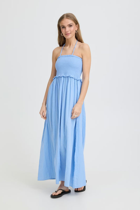 Foxa Halter Midi Dress - Placid Blue