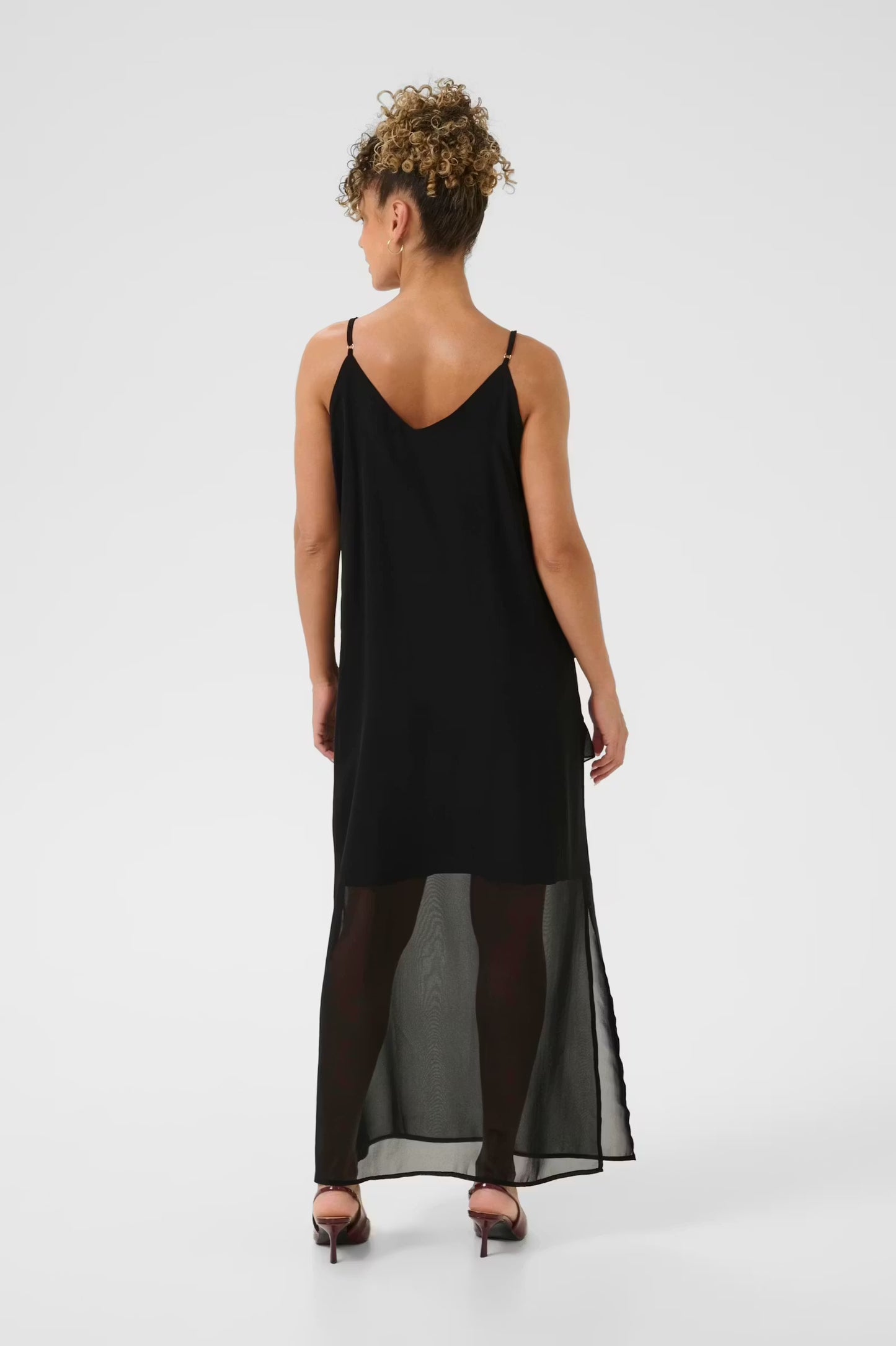 Tima Cascading Ruffle Chiffon Dress - Black