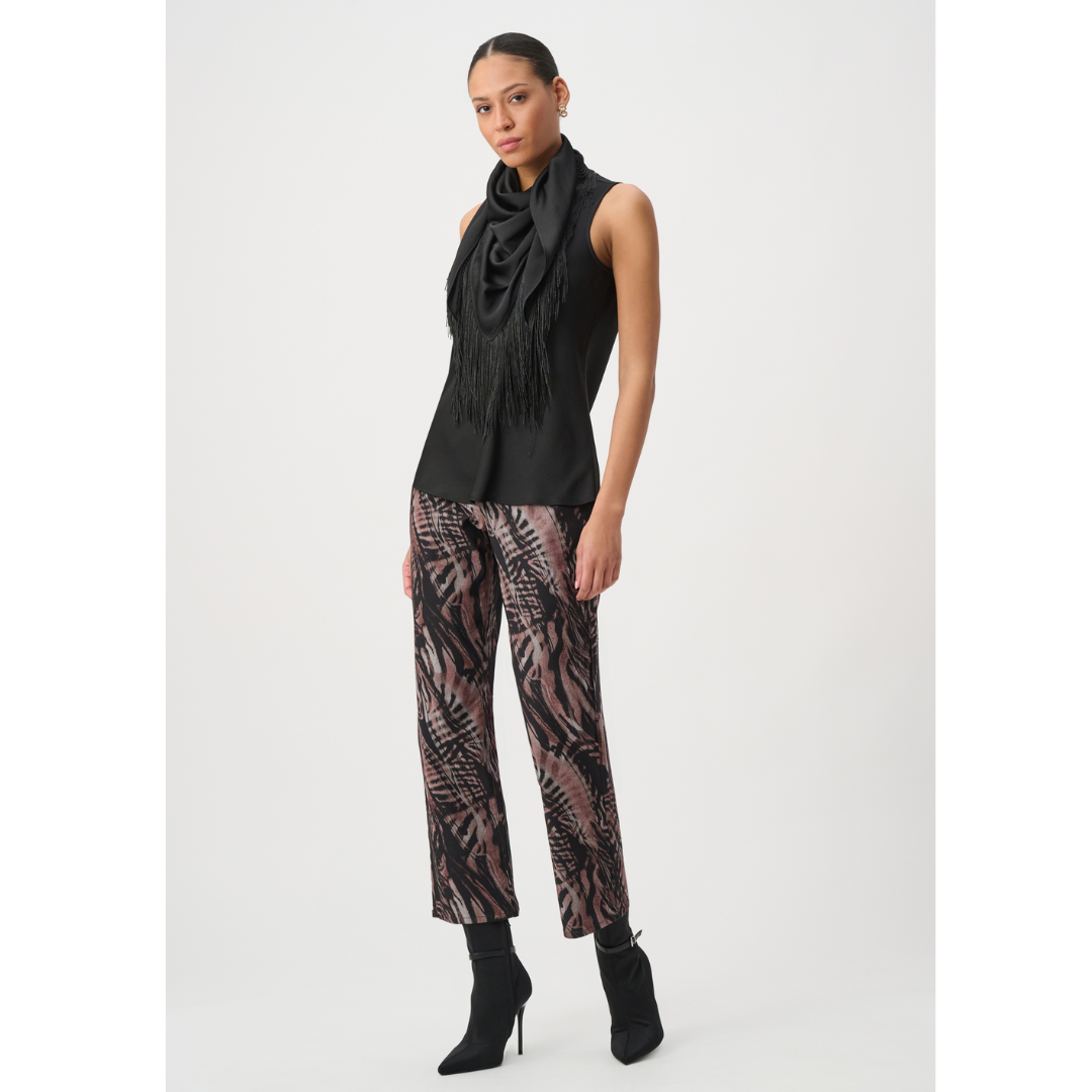 JOSEPH RIBKOFF Fringed Satin Top | 264147