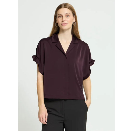 ICHI Letta Satin Blouse | 20127011 | Fudge
