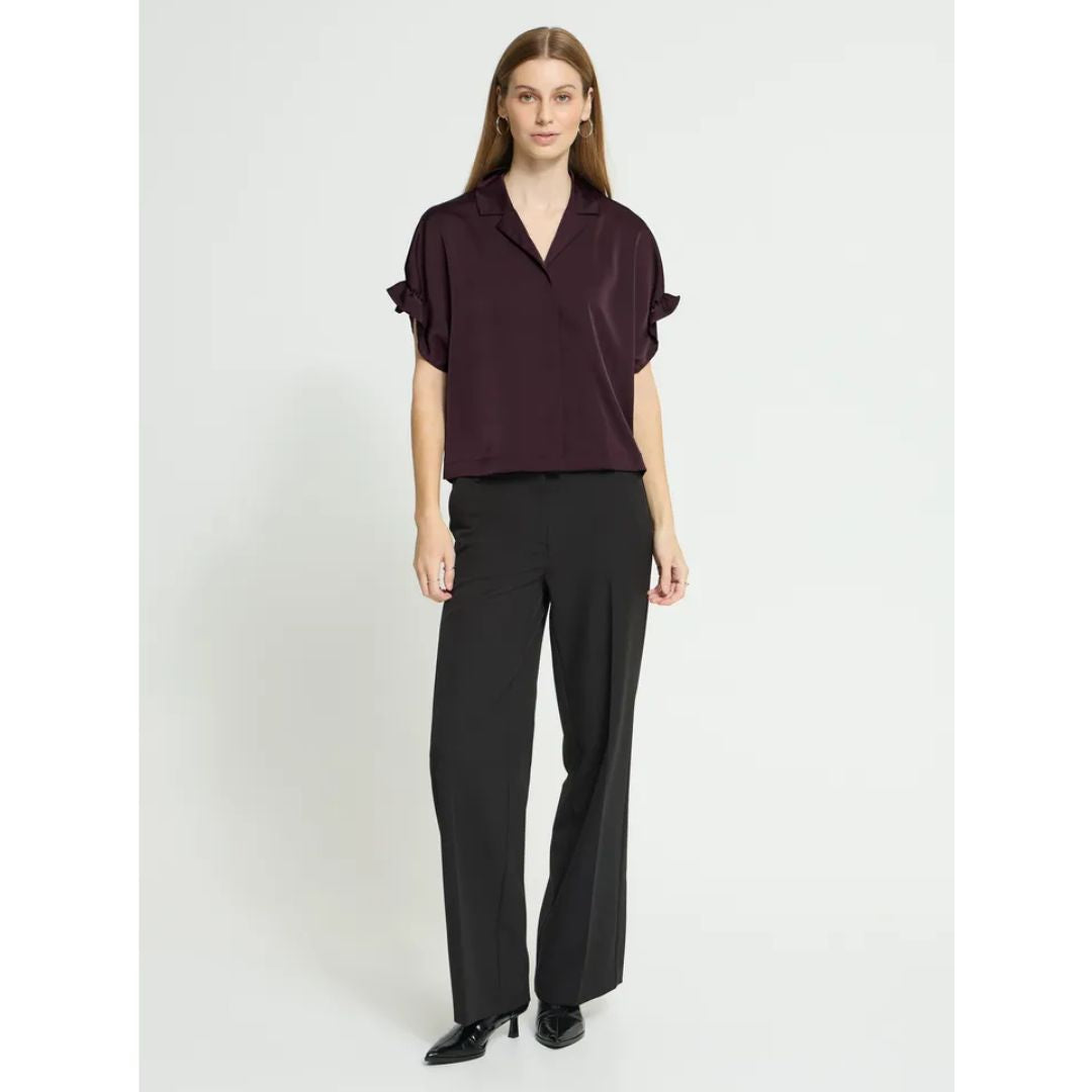 ICHI Letta Satin Blouse | 20127011 | Fudge