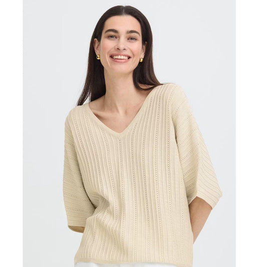 Mobbe V-Neck Lightknit Sweater | Birch