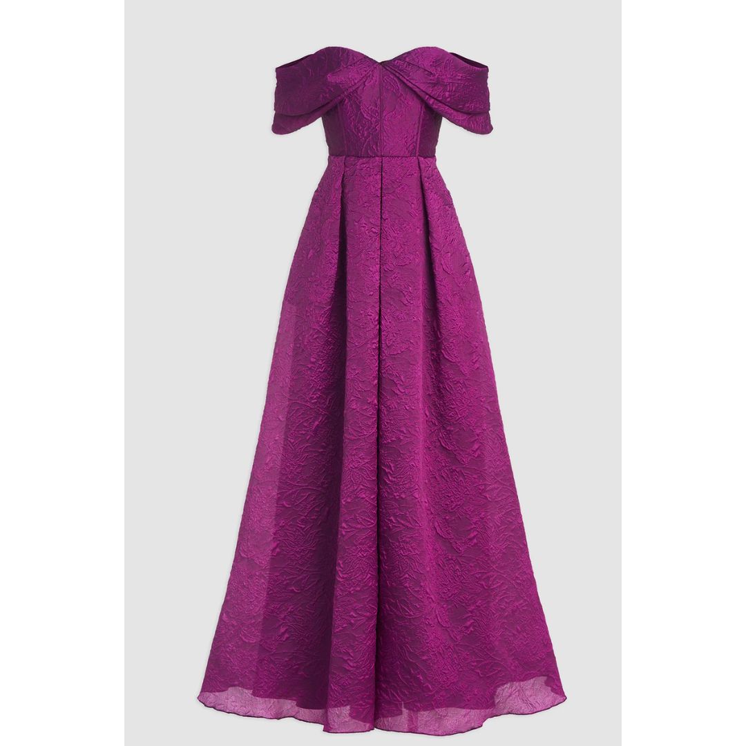 Joelle Off The Shoulder Jacquard Gown