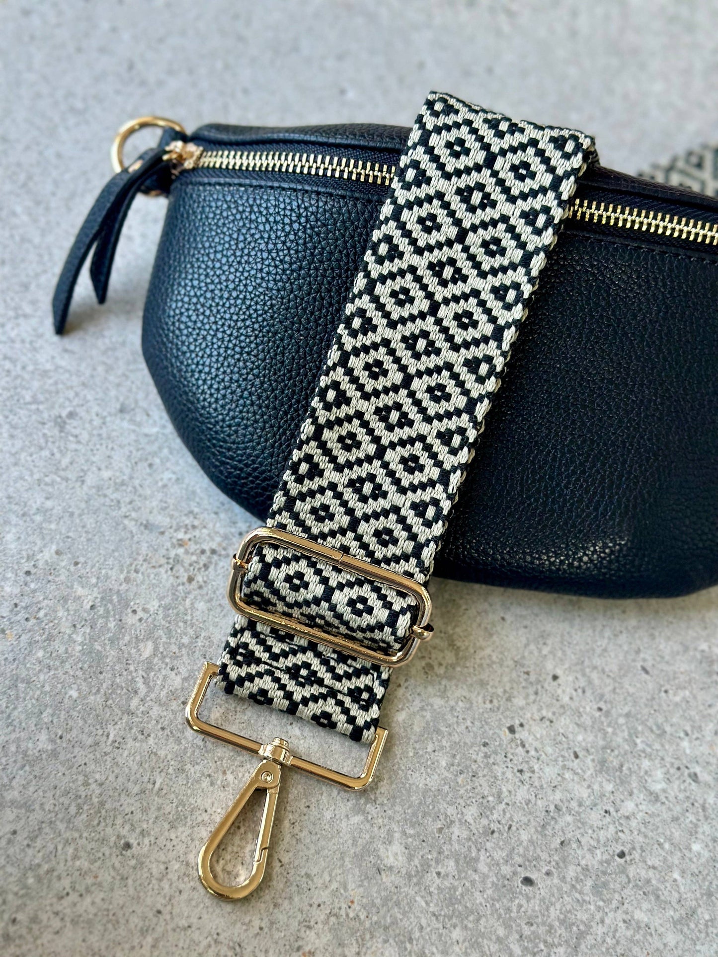 Crossbody Bag Strap - Black & Cream