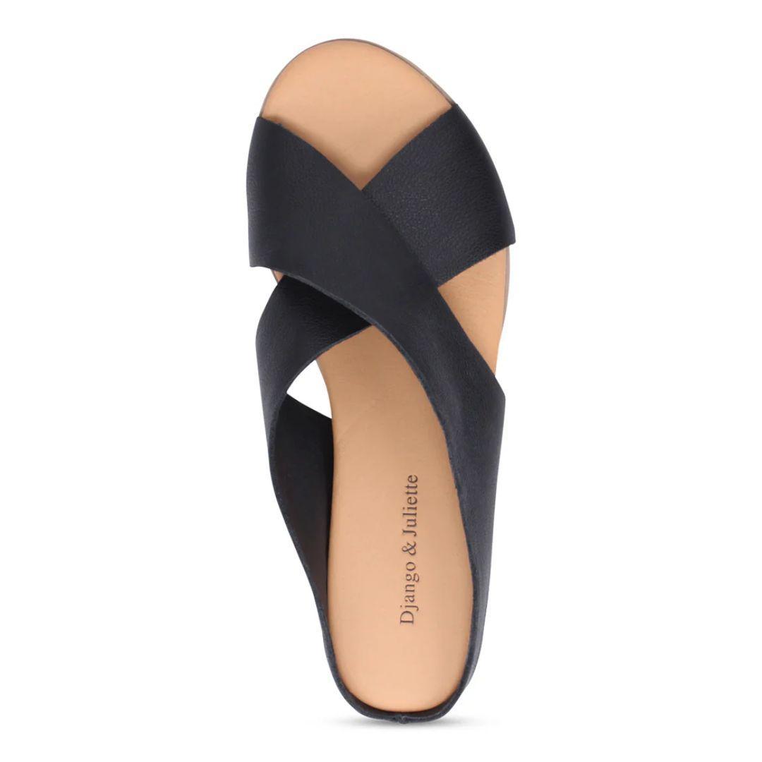 Harli Leather Crossover Sandal | Black