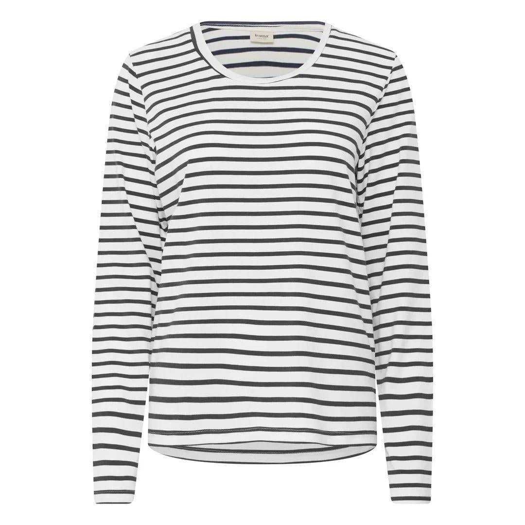 FRANSA Clea Long Sleeve Tee | 20618125 | Navy Stripe