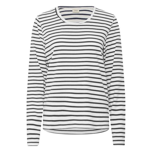 FRANSA Clea Long Sleeve Tee | 20618125 | Navy Stripe