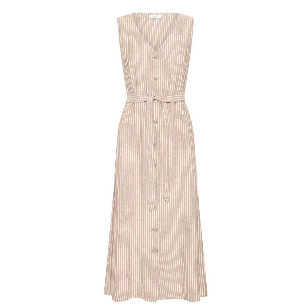 Falakka Button Down Midi Dress - Woodsmoke Stripe