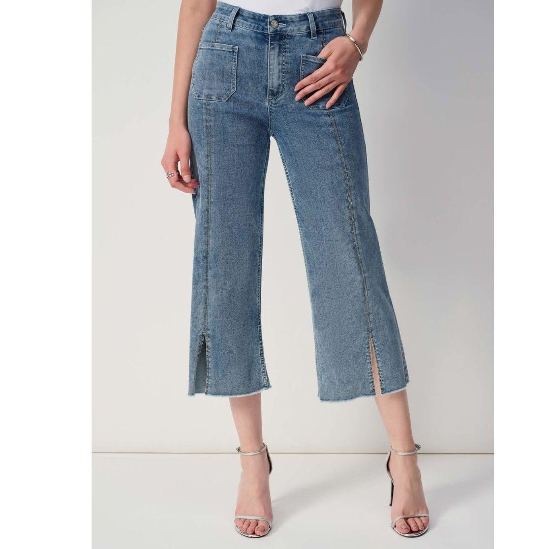 Culotte Jeans With Embellished Front Seam - 241903S25 - Vintage Blue