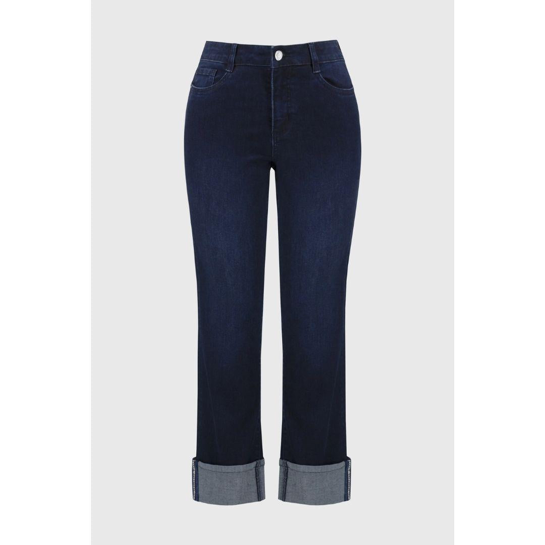 Slim Fit Cropped Jeans - 251961 - Dark Denim Blue