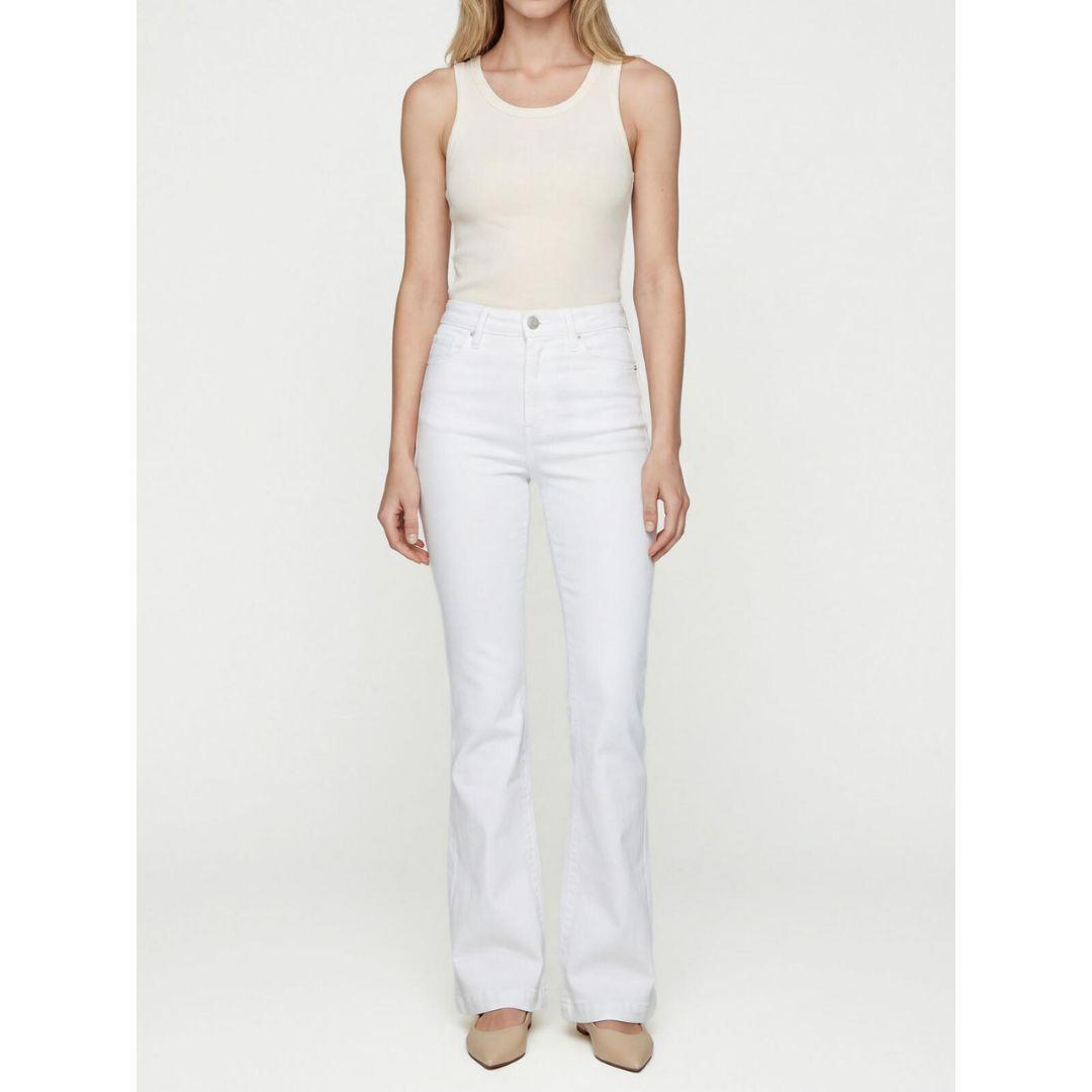 Avery High Rise Trouser Leg Jeans - White