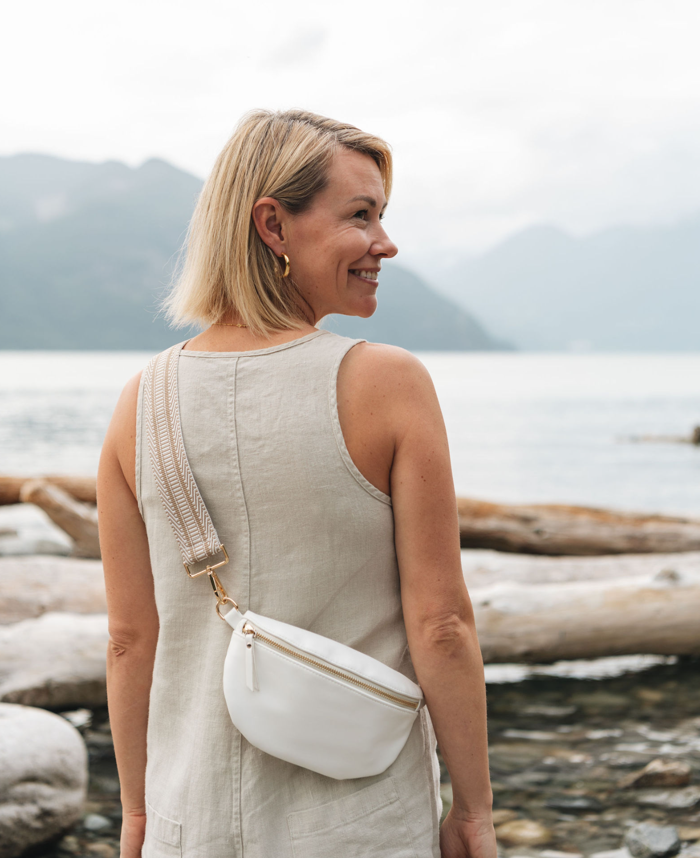 Faux Leather Crossbody Bag - White Cream