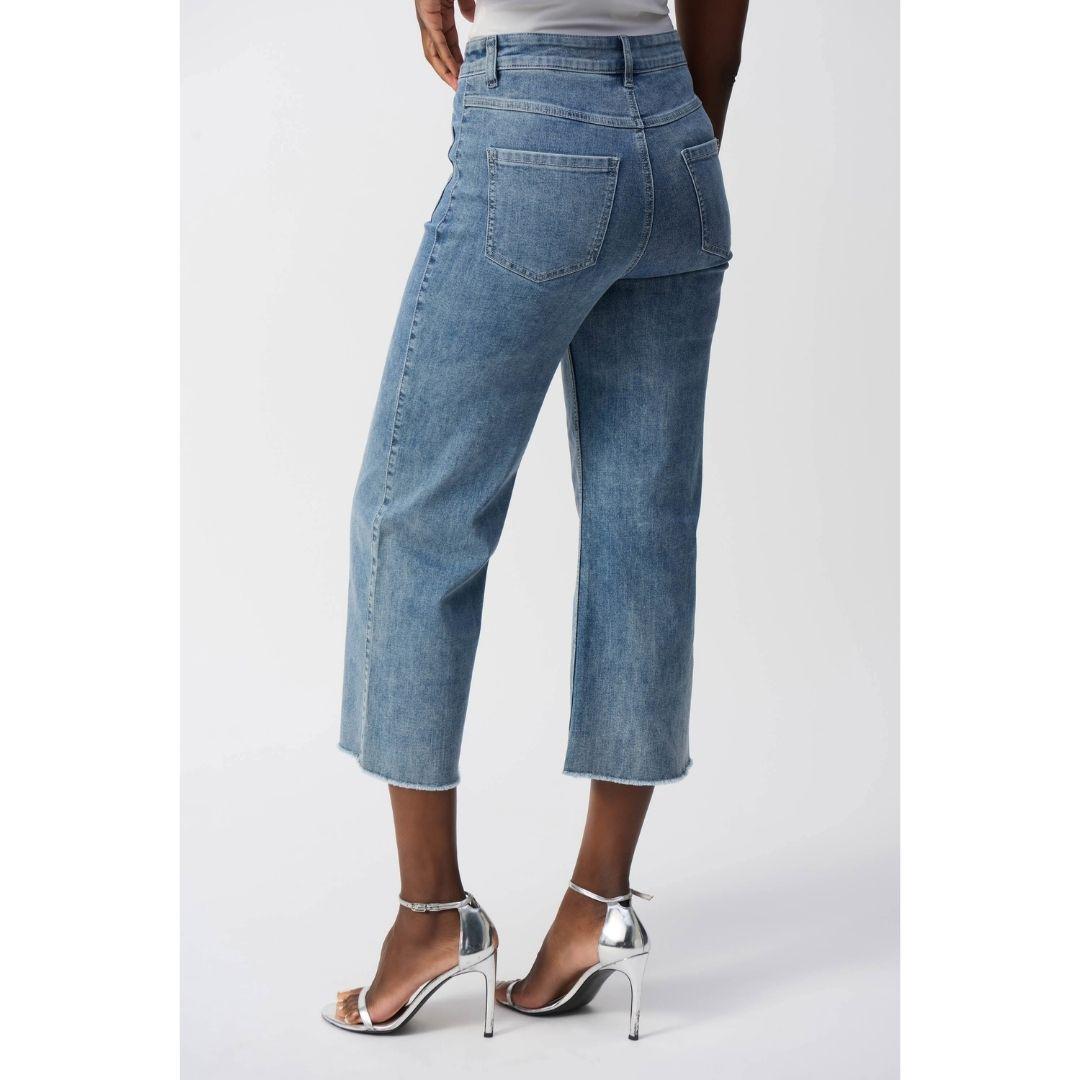 Culotte Jeans With Embellished Front Seam - 241903S25 - Vintage Blue