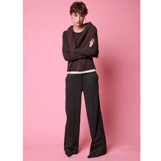 ICHI Astra Long Sleeve Contrast Trim Top | 20127255 | Torte