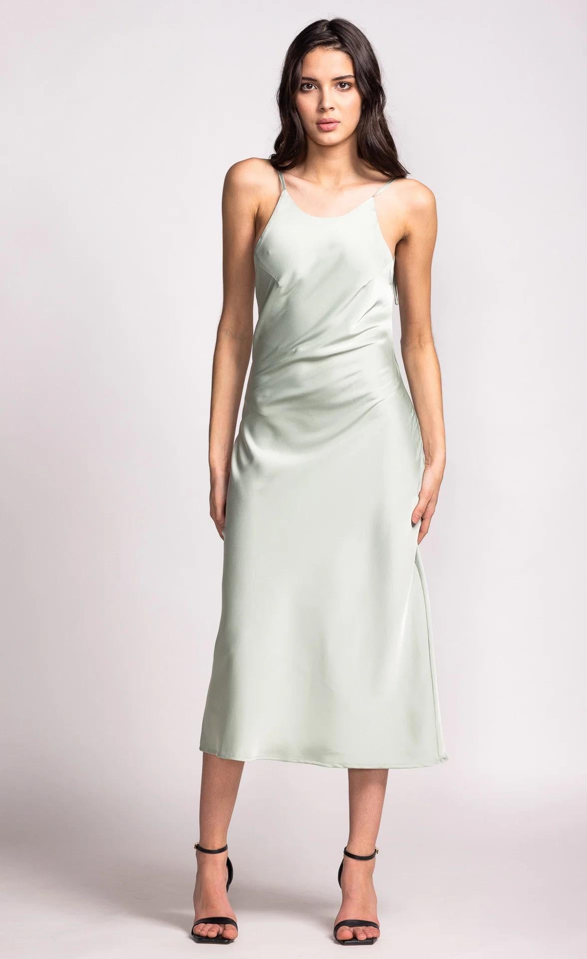 Serina Open Back Satin Midi Dress