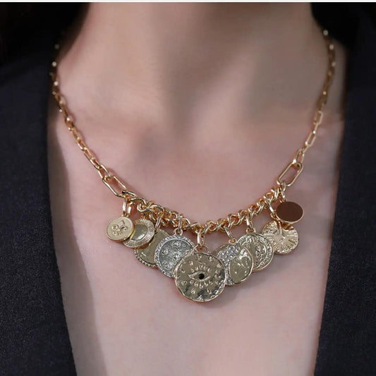 Celestial Multi Charm  Paperclip Necklace