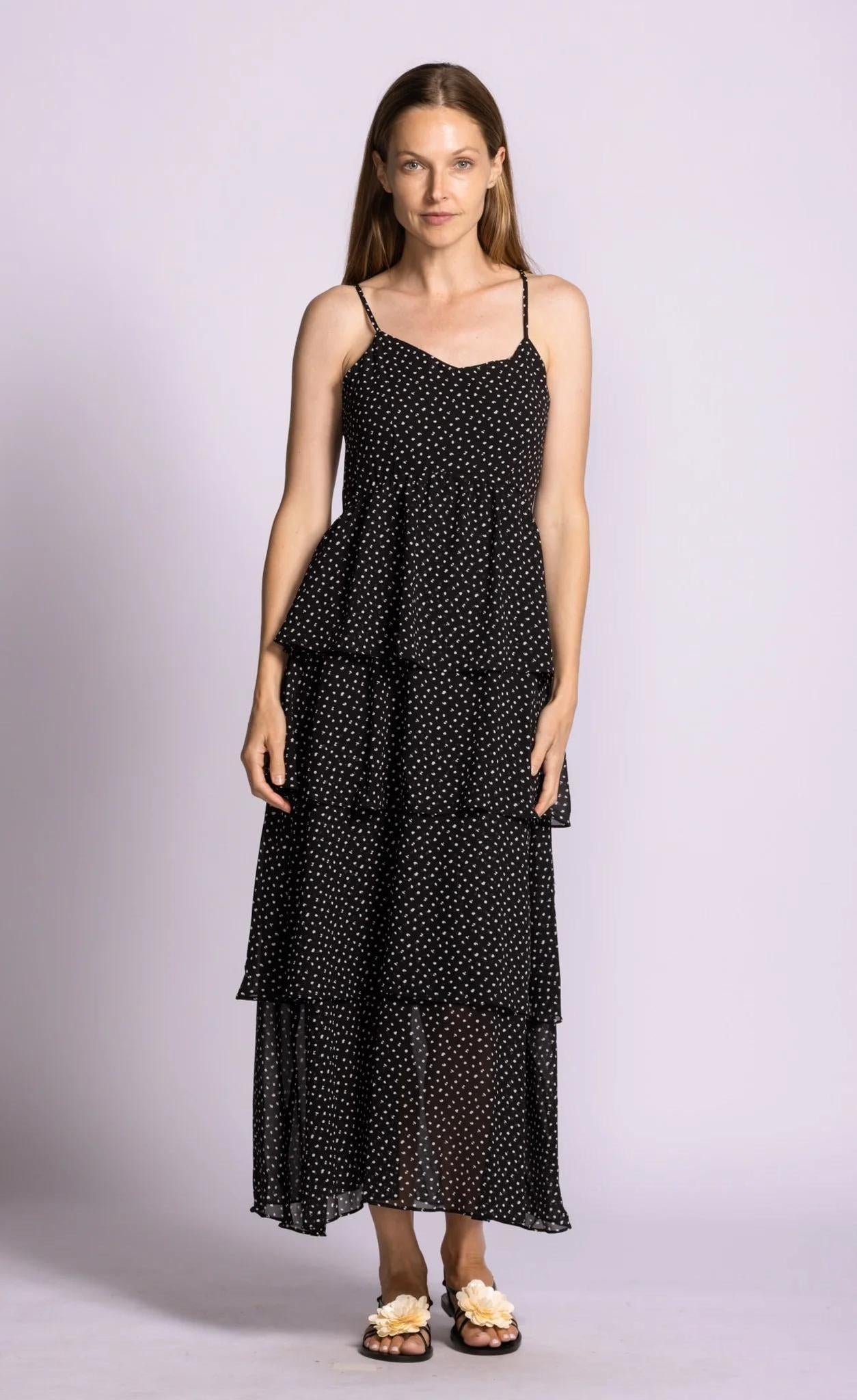 Finley Tiered Maxi Dress | Black & White Print