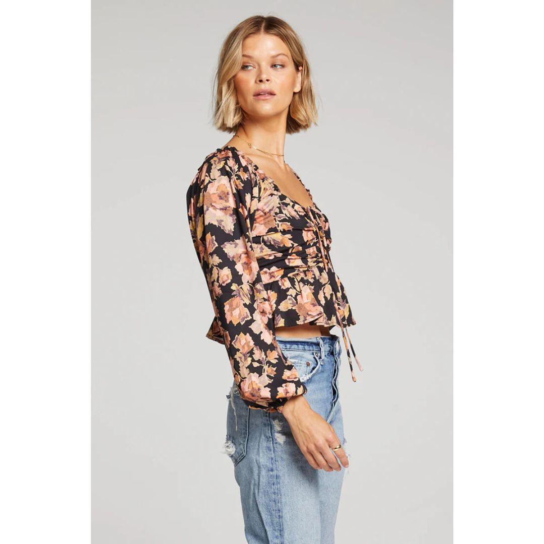 Ariel Top - S3018W585 - Black Multi Floral
