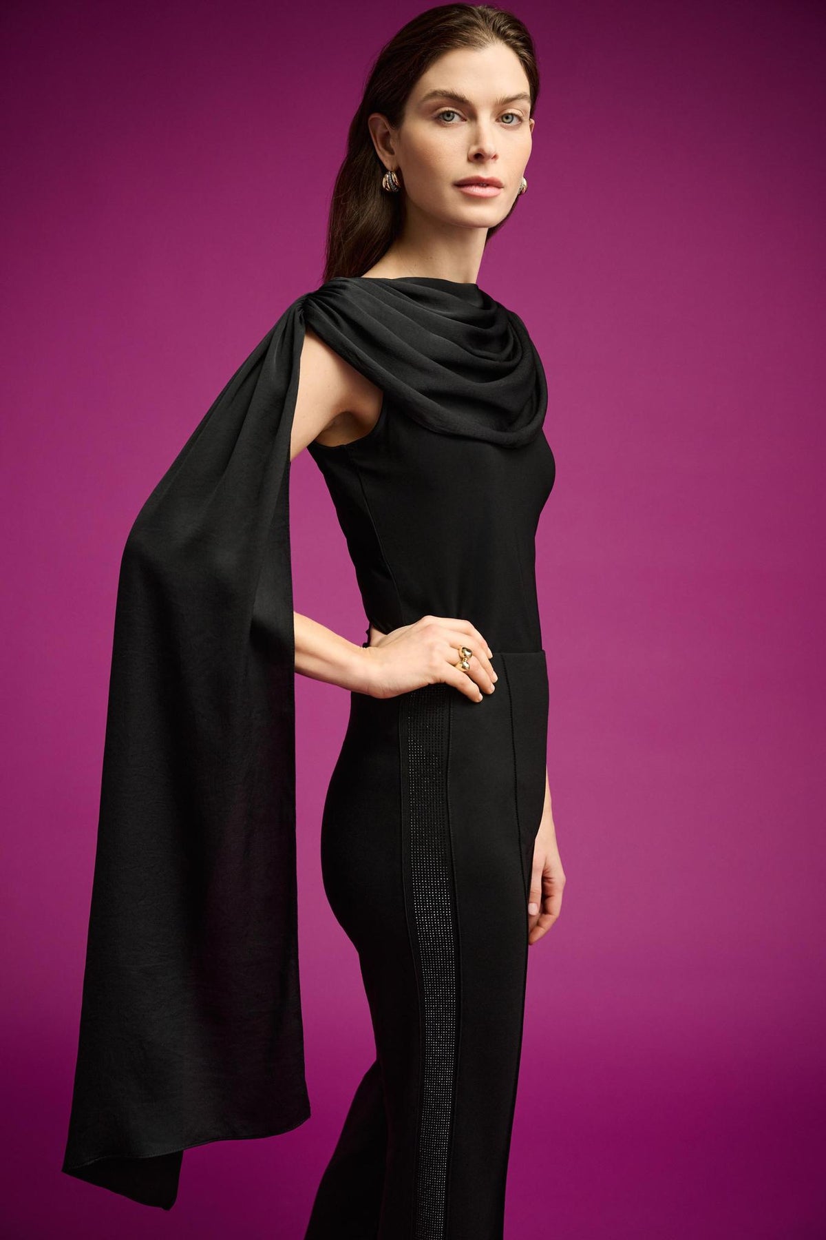 JOSEPH RIBKOFF Scarf Collar Fitted Top | 264113