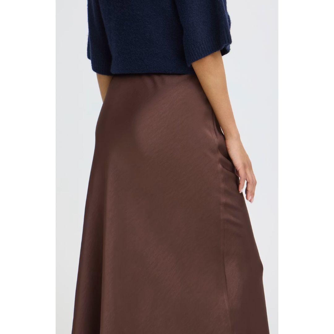 Dacanna Satin Midi Skirt | French Roast
