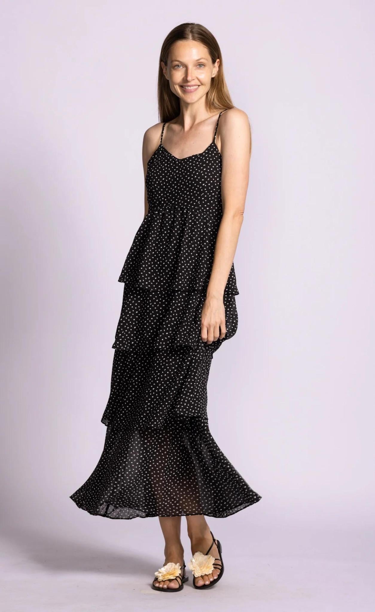 Finley Tiered Maxi Dress | Black & White Print